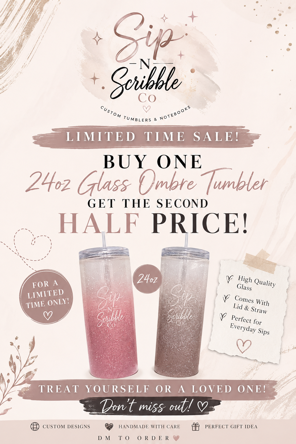 2 ombre glass tumblers