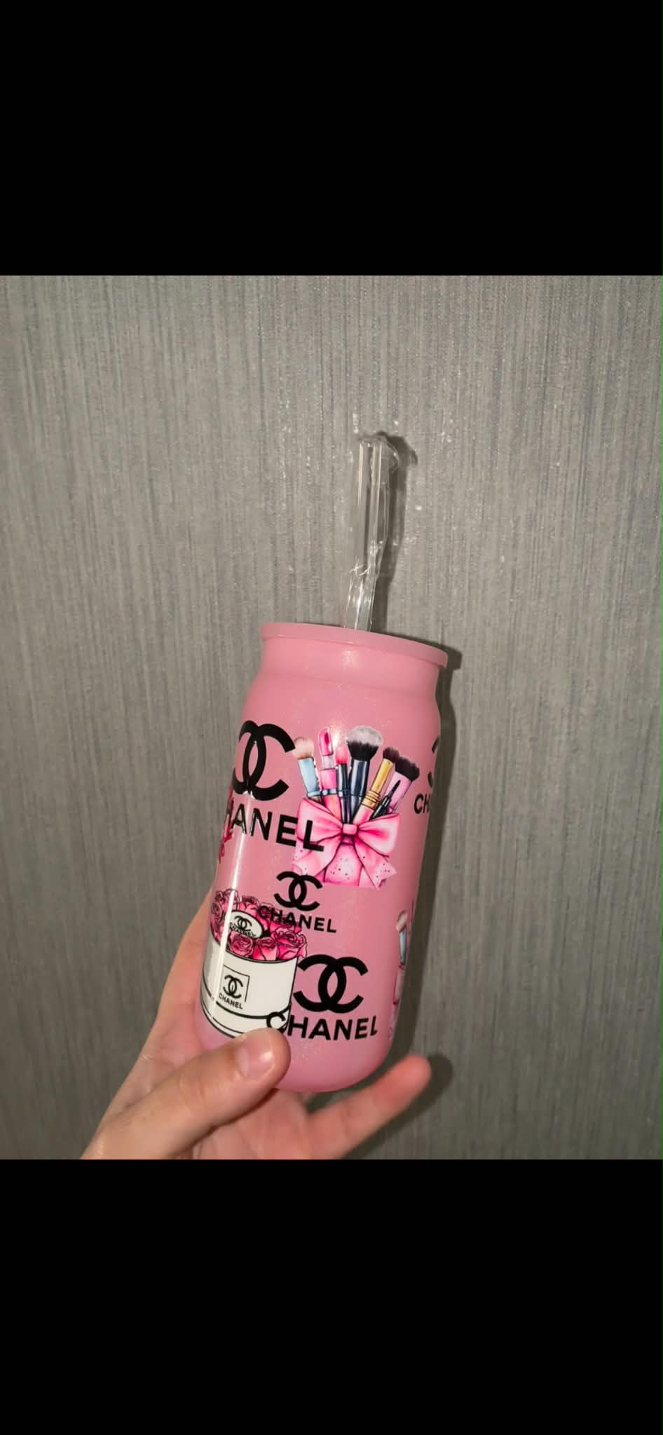 Pink Shimmer Glass Tumbler