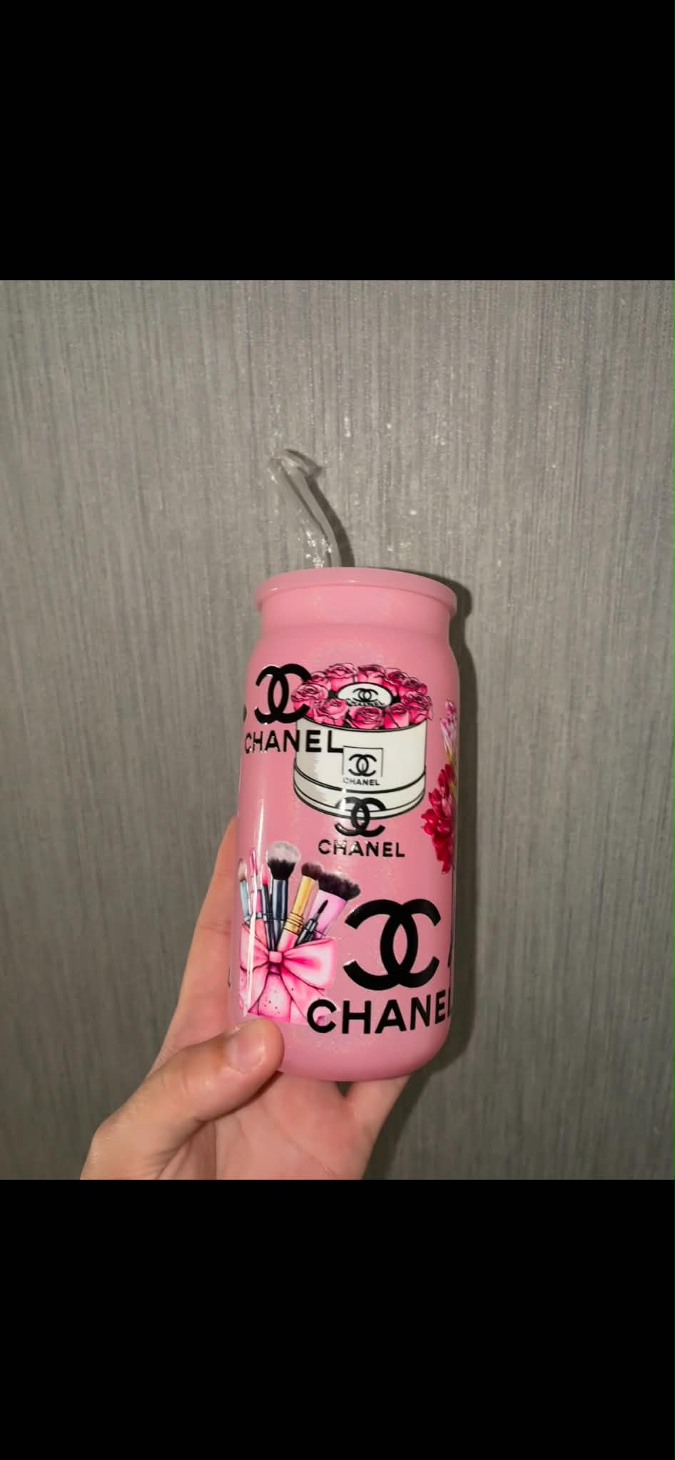 Pink Shimmer Glass Tumbler