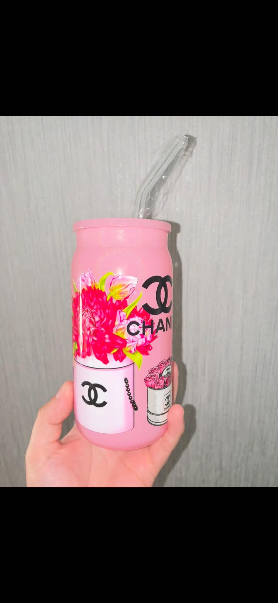 Pink Shimmer Glass Tumbler
