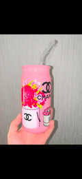 Pink Shimmer Glass Tumbler